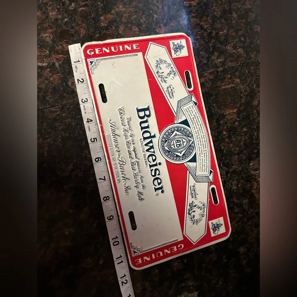 BUDWEISER ANHEUSER BUSCH BEER ADVERTISING BOOSTER LICENSE PLATE BAR SIGN…
